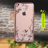 1PC I6 I6S case Luxury Rhinestone Flower Soft TPU Cover for Apple iphone 6 6S 4.7inch Phone Shell for Girl Favirote ESJK1347