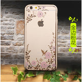 1PC I6 I6S case Luxury Rhinestone Flower Soft TPU Cover for Apple iphone 6 6S 4.7inch Phone Shell for Girl Favirote ESJK1347