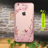 1PC I6 I6S case Luxury Rhinestone Flower Soft TPU Cover for Apple iphone 6 6S 4.7inch Phone Shell for Girl Favirote ESJK1347