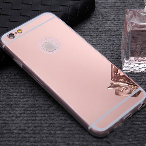 1PC Luxury Mirror Electroplating Soft Clear TPU Cases For iphone 6 6S 4.7inch 6 6S Plus 5.5 inch 5 5S SE Back Cover Capa