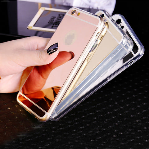1PC Luxury Mirror Electroplating Soft Clear TPU Cases For iphone7 7 Plus 5 5S SE 6S Back Cover Capa