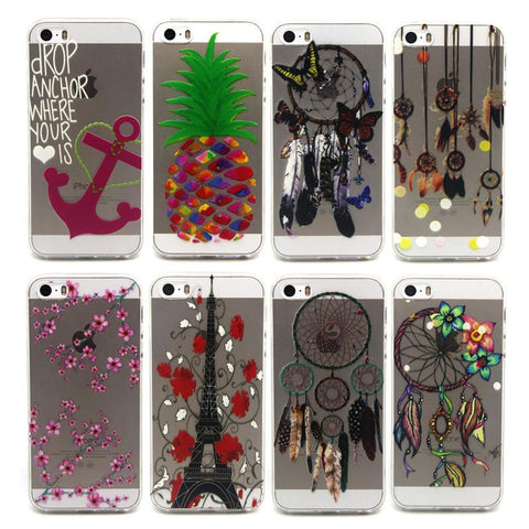 2015 HOT! Ultrathin Clear Beautiful 8Style Flowers Eifel Tower Pattern Cases For Apple IPhone 6 6S Phone Shell ESJK1069