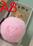 1PC Fashion Mirror Lovely Rabbit Tail Fur Ball Bow Soft TPU Cases For SAMSUNG GALAXY A5 A7 A8 Cover Gift for Girl EK1408