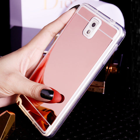 2016 Fashion Luxury Mirror Electroplating Soft TPU Cases FOR SAMSUNG GALAXY NOTE 3 NOTE3 Back Cover Lady Favirote Gift EK1410