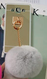 1PC Fashion Mirror Lovely Rabbit Tail Fur Ball Soft TPU phone Cases For Samsung Galaxy J5 Cover Gift for Girl EK1402